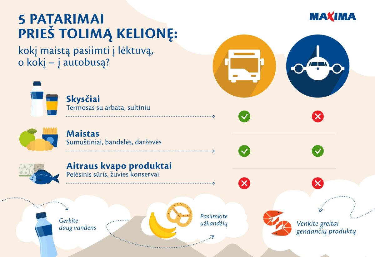 5 patarimai prieš tolimą kelionę: kokį maistą pasiimti į lėktuvą, o kokį – į autobusą?