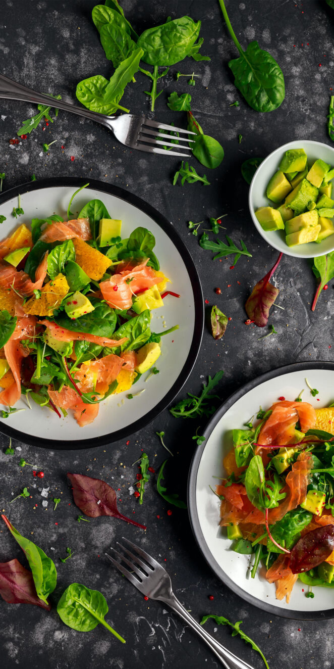 Lašišos salotos su apelsinais