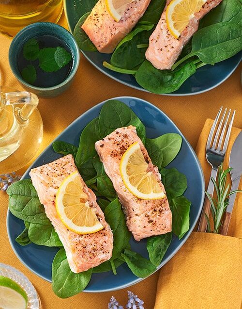 Garinti lašišų filė kepsneliai su citrinomis
