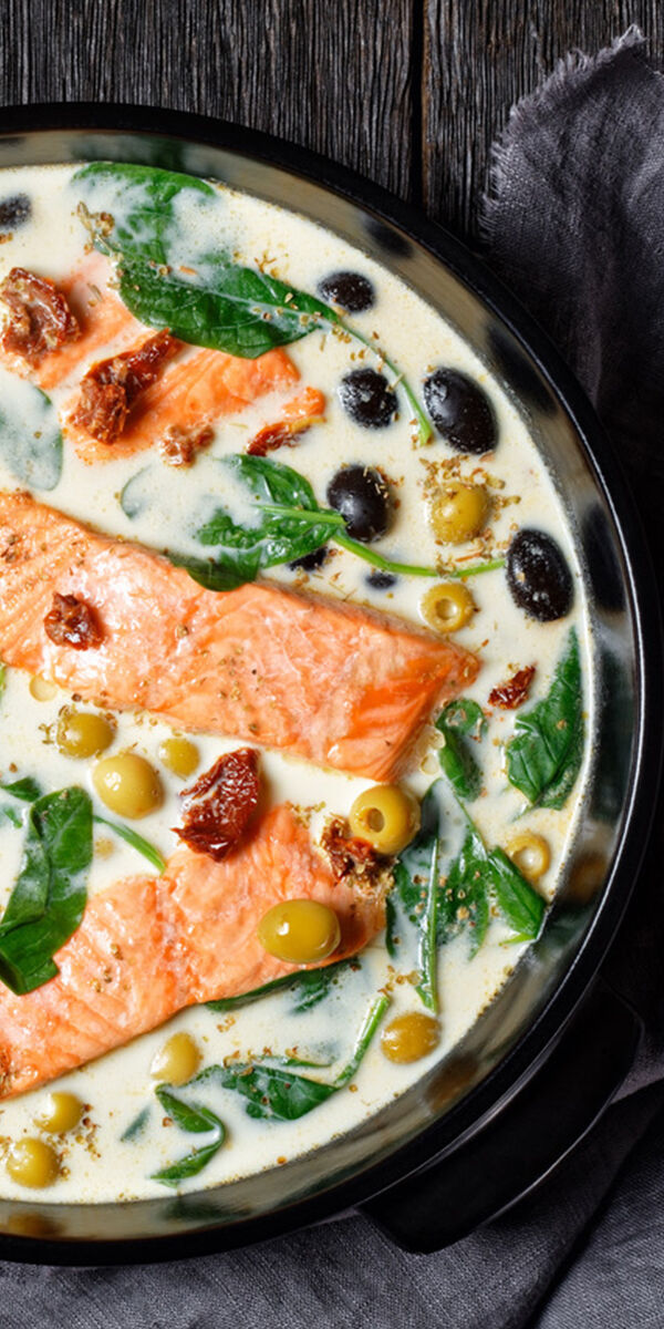 Lašiša su grietinėlės padažu