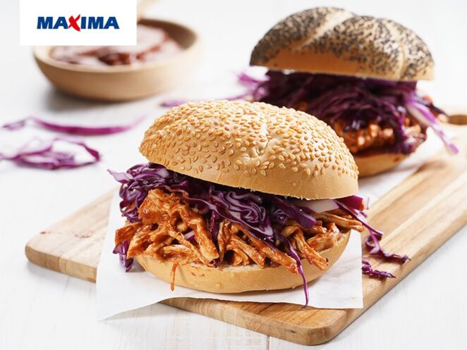 Plešytos vištienos burgeris